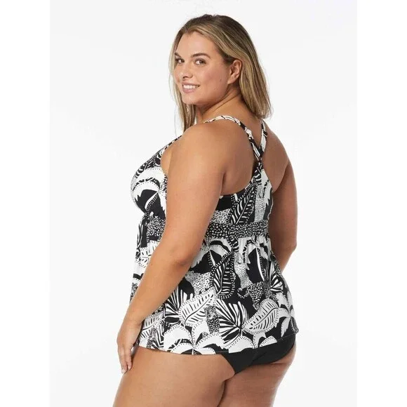 Coco Reef Sublime Bra Sized Underwire Tankini Top Midnight Jungle Black 38F - Picture 2 of 10